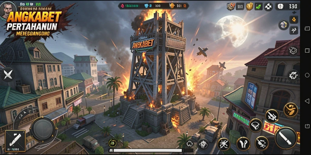 Gameplay seru Tower Defense di ANGKABET dengan menara strategis.