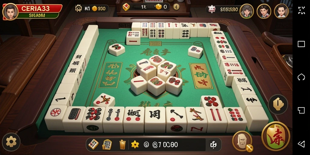 Screenshot gameplay CERIA33 menampilkan aksi Mahjong yang seru dan mendebarkan.
