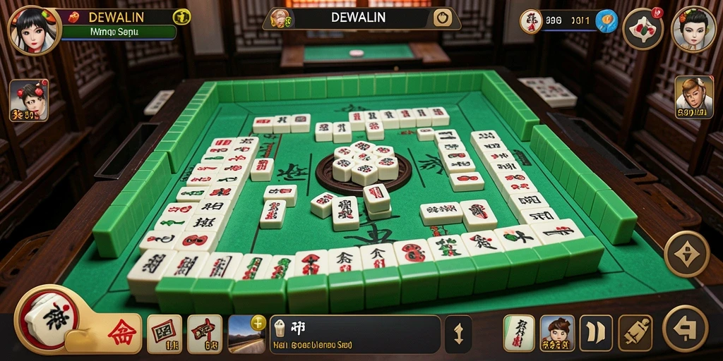 Tampilan menarik dari gameplay DEWALIN yang menggugah selera bermain Mahjong.