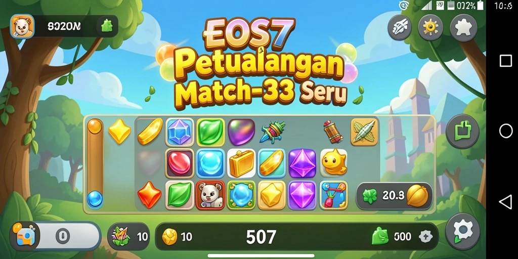 Tampilan menarik dari gameplay seru EOS77 yang penuh warna.
