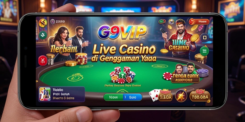 Tampilan utama G9VIP menampilkan dealer langsung dan meja permainan yang menegangkan.