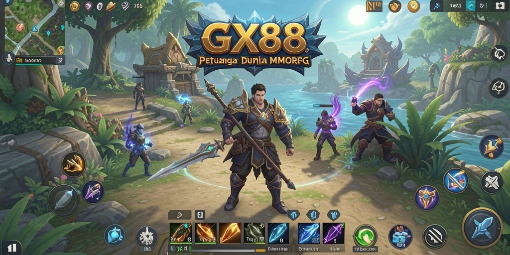 Screenshot menunjukkan aksi epik dalam gameplay GX88 MMORPG.