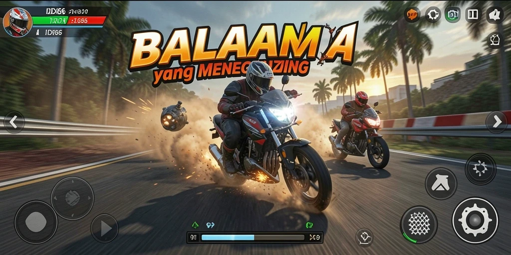 Tampilan menarik dari gameplay balapan motor IDX66 yang mendebarkan.