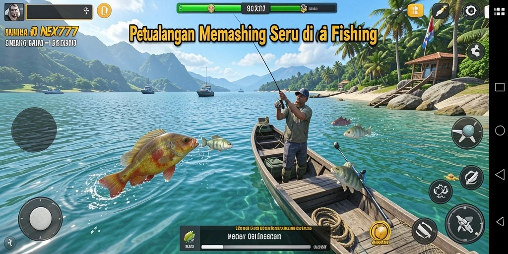 Screenshot gameplay NEX777 menunjukkan aksi memancing yang mendebarkan.