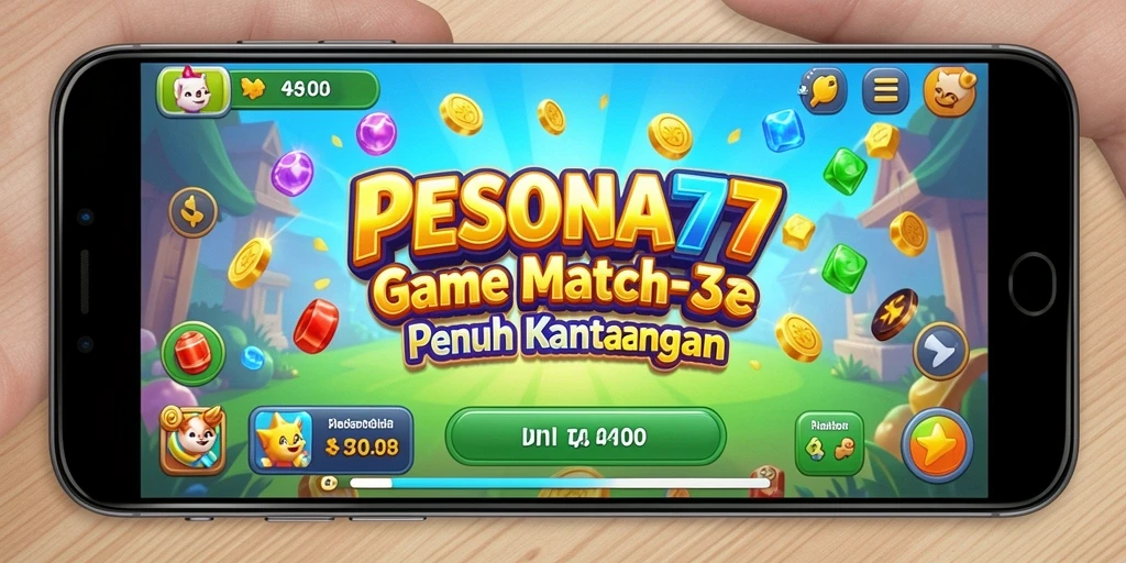 Tampilan gameplay <strong>PESONA77</strong> yang seru dengan permata berwarna-warni.