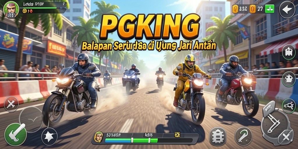 Tampilan screenshot PGKING menampilkan sesi balapan yang intens dan menegangkan.